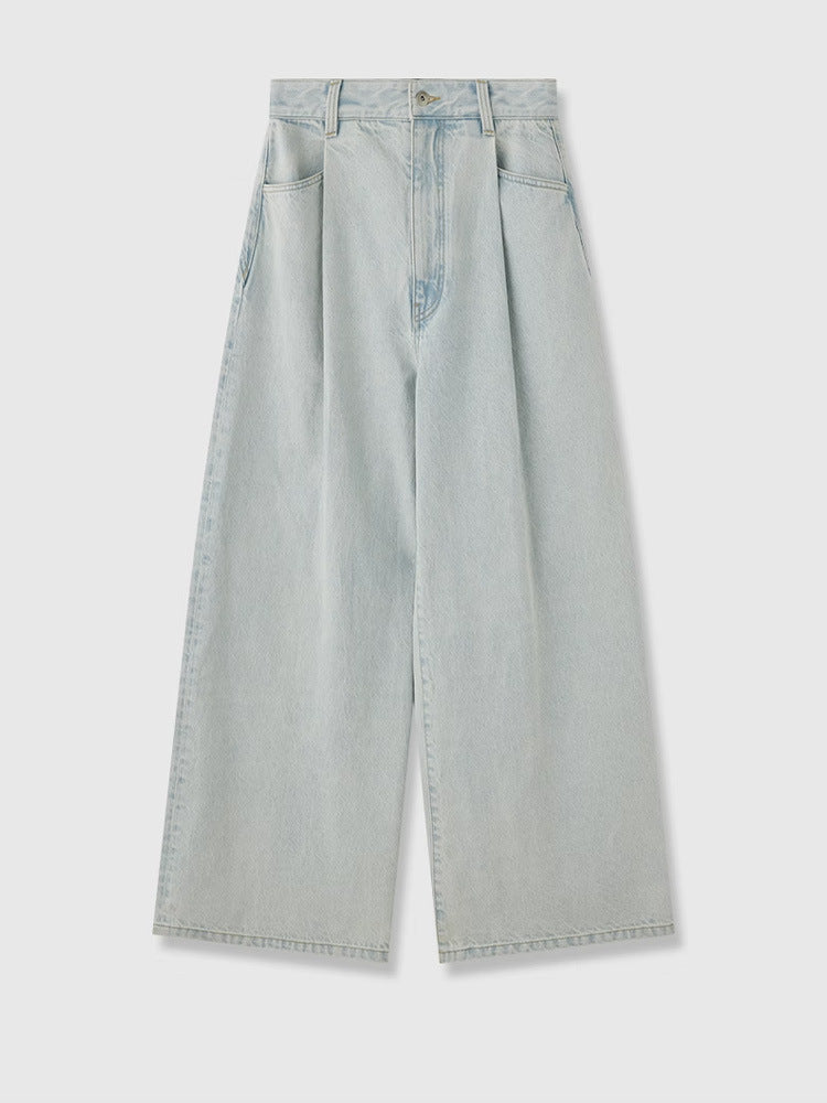 Dame brede højtaljede jeans i vintage-stil med sidelommer Stilla