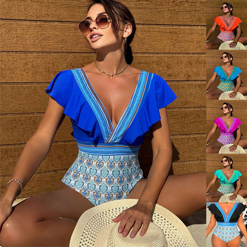 Dame One-piece badedragt med stilfulde flæse detaljer Stilla