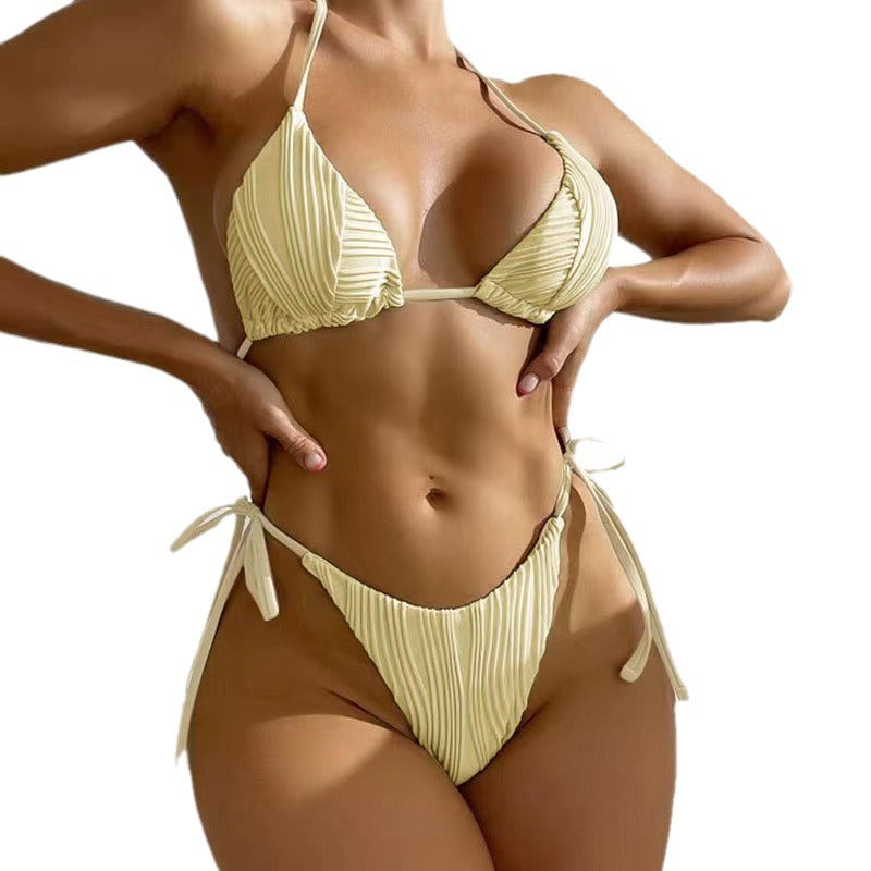 Dame Plunge Trekant Bikini Sæt med justerbare Sidebind Stilla