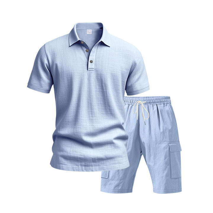 Herrer stilfuld polo skjorte med komfortable cargo shorts Stilla