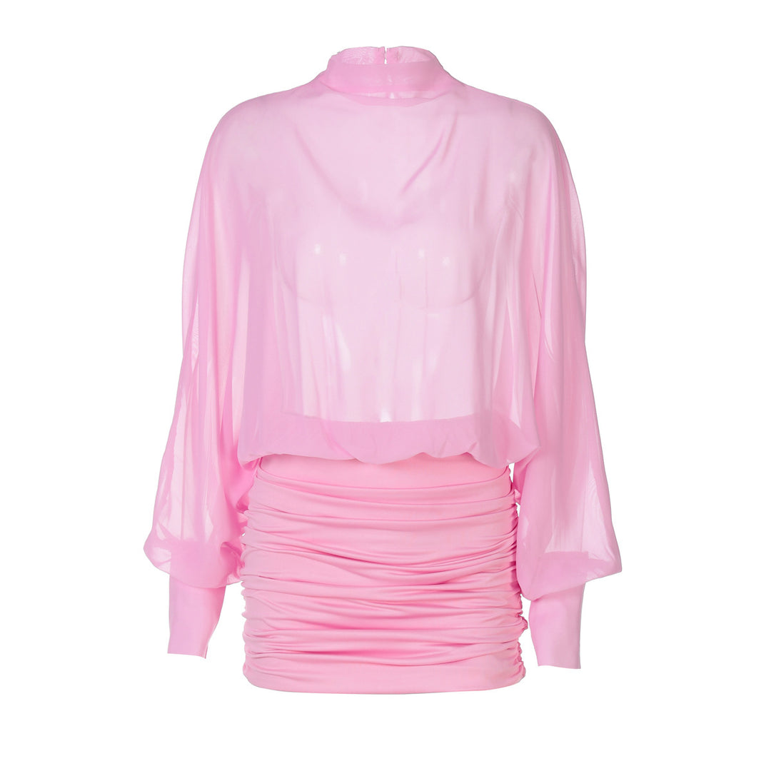 Dame Transparent Bluse med Draperinger Skovae