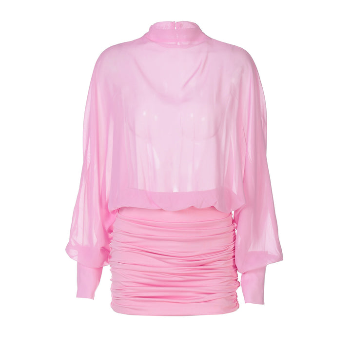 Dame Transparent Bluse med Draperinger Skovae