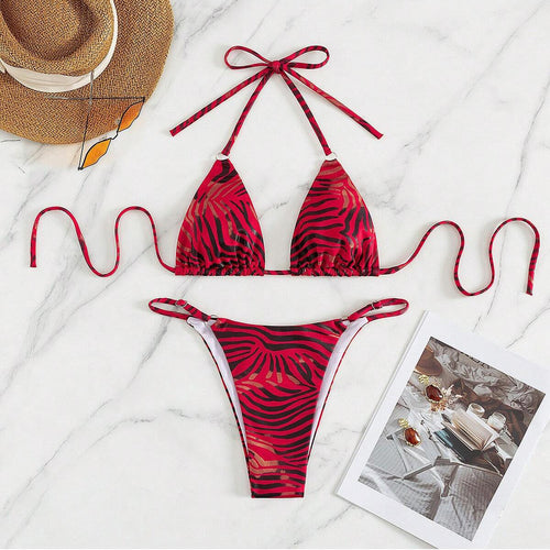 Dame Triangel-Bikini med trendy dyretryk Skovae