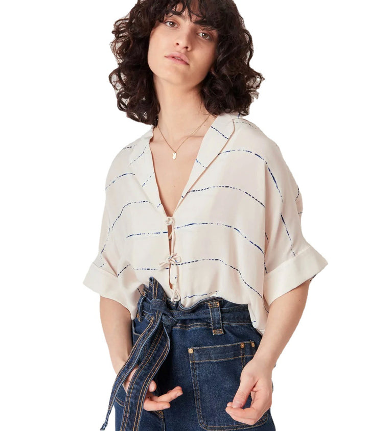 Dame komfortabel Bluse med trendy bindedetalje og afslappet snit Stilla