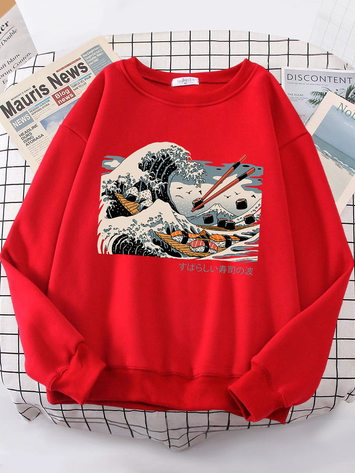 Kvindernes sweatshirt med kunstnerisk bølgedesign og komfortabel pasform Stilla