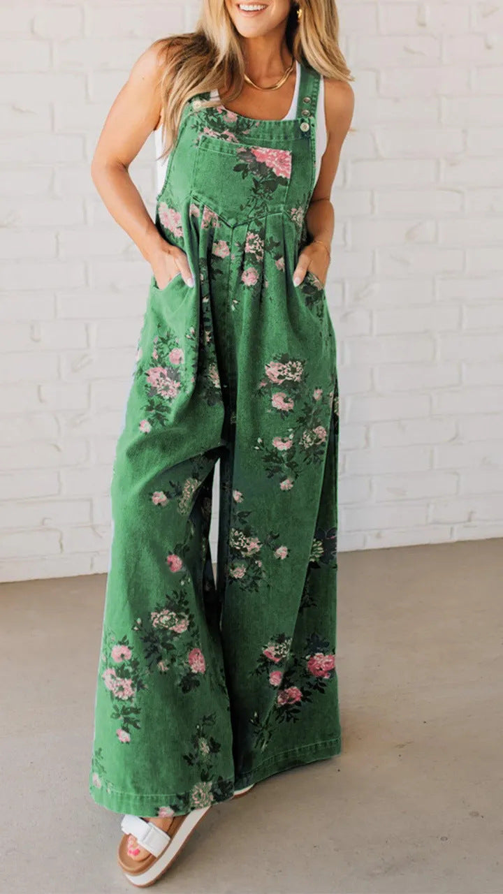 Dame blomster mønster maxi seler bukser Stilla