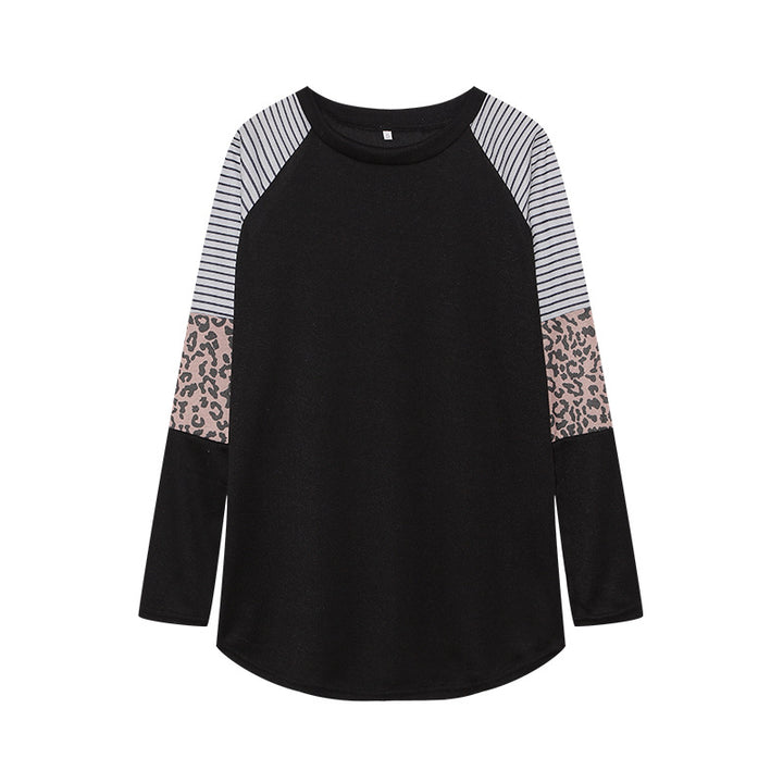 Kvinders sporty langærmet skjorte med dyreprint og moderne stribedesign Stilla
