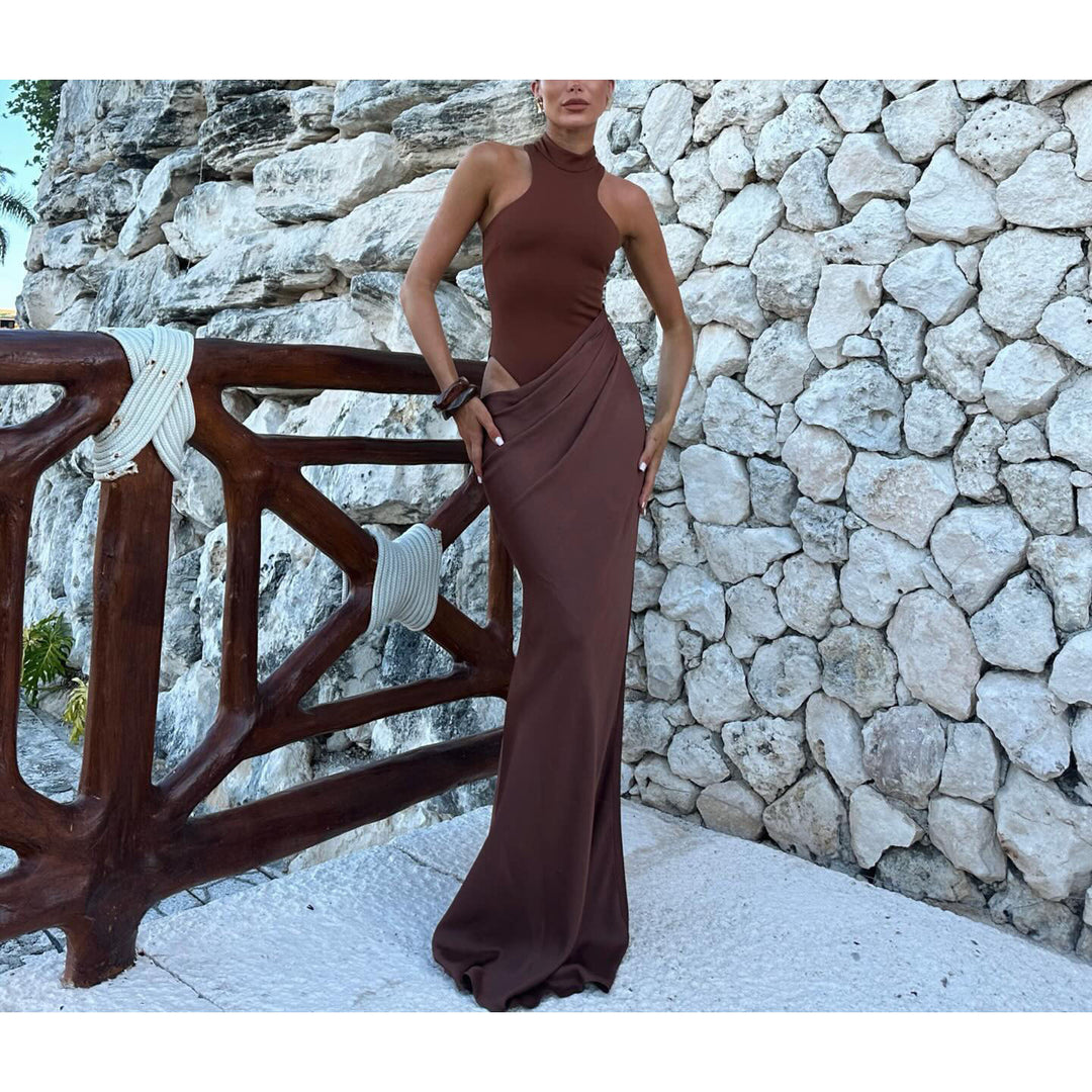 Dame maxi kjole med fashionable cut Skovae