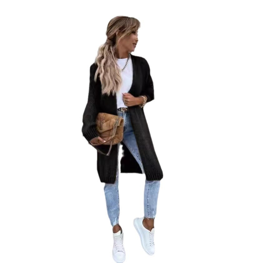 Kvinder chunky strik cardigan med oversized ærmer og fashionabelt design Stilla