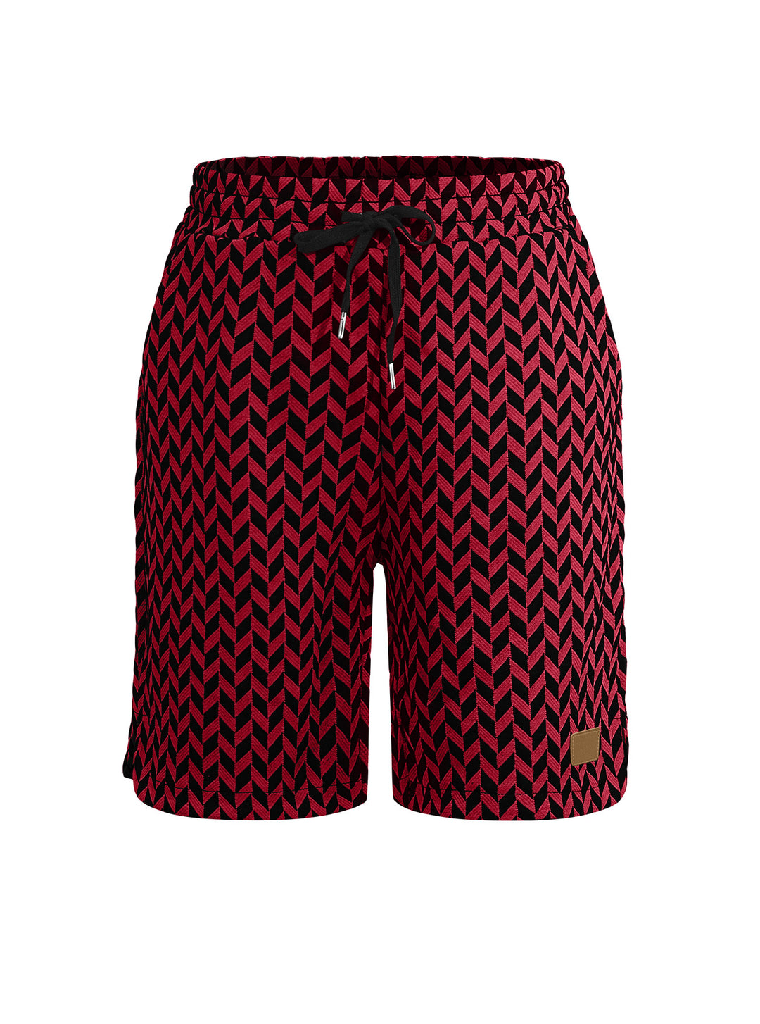 Dame nan Jacquard-Shorts med elastisk komfortliv, snøre og fiskebensmønster Skovae