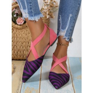 Dame Farverige Slip-On Ballerinaer med krydset rem og moderigtigt mønster Stilla