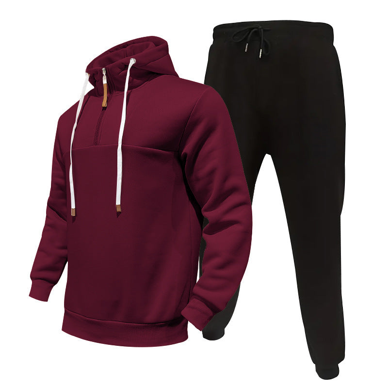 Herrer sporty hoodie-sæt med lynlås og praktiske lommer Stilla