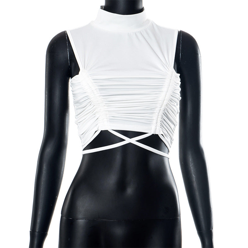Femme Stilfuldt Rynket Crop Top Stilla