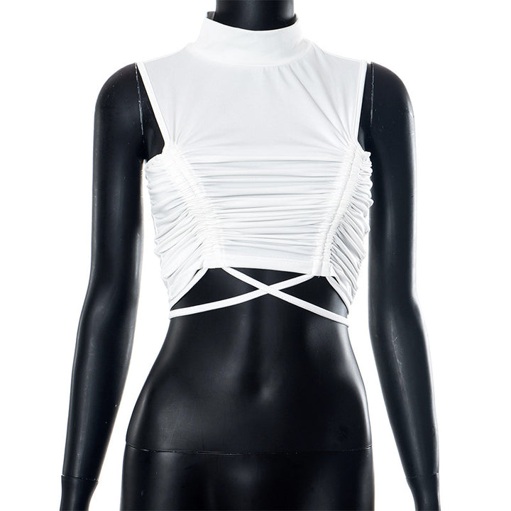 Femme Stilfuldt Rynket Crop Top Stilla