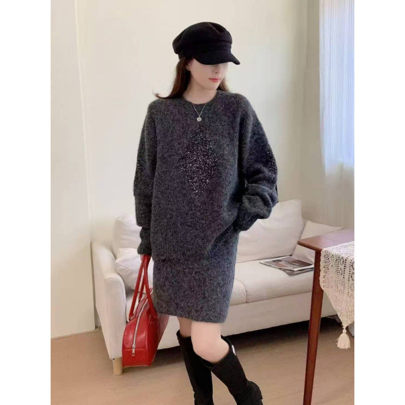 Kvinders strikket sweater med elegant diamantmønster og hyggelig pasform Stilla