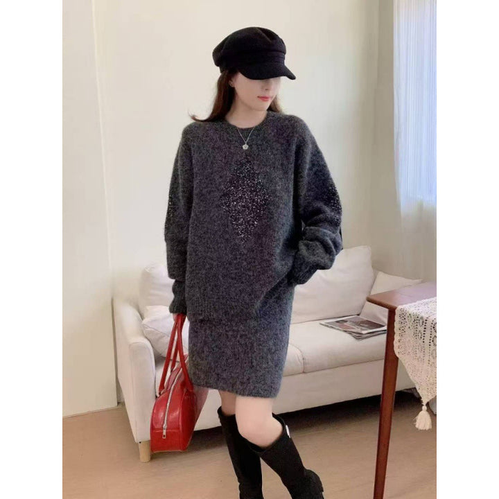 Kvinders strikket sweater med elegant diamantmønster og hyggelig pasform Stilla