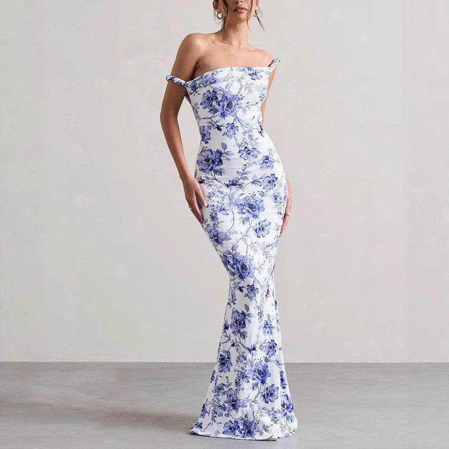 Dame Off-Shoulder Bodycon Maxi Kjole Stilla
