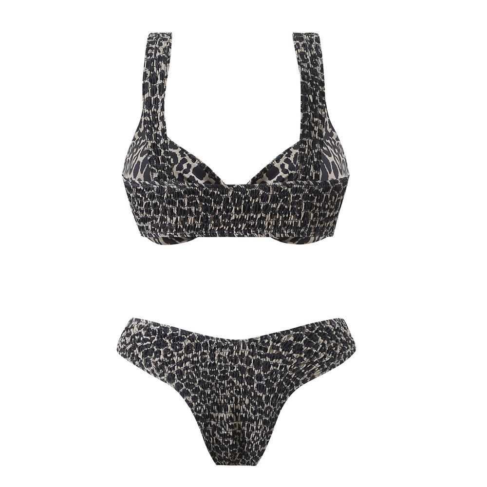 Damer Triangel-Bikini-Sæt med moderne indpakningsdesign og elastiske stropper Stilla