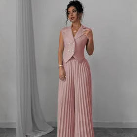 Dame designer-vest med plisserede bukser Stilla