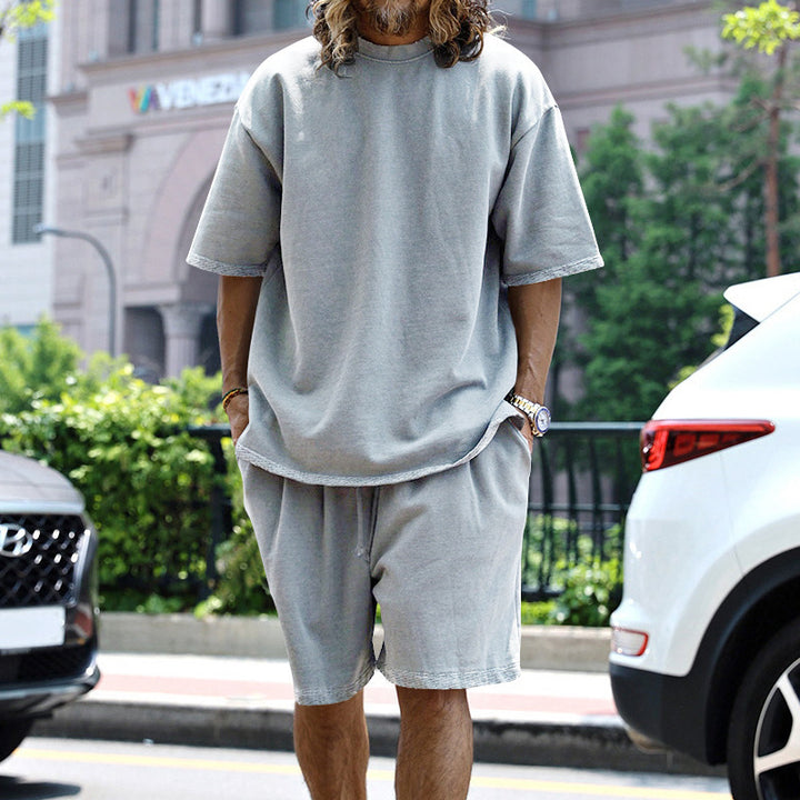 Herrer afslappet oversized T-shirt og shorts sæt Stilla