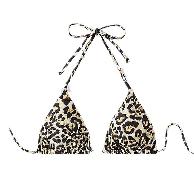 Dame triangel-bikini med moderne leopardmønster og justerbare stropper Skovae