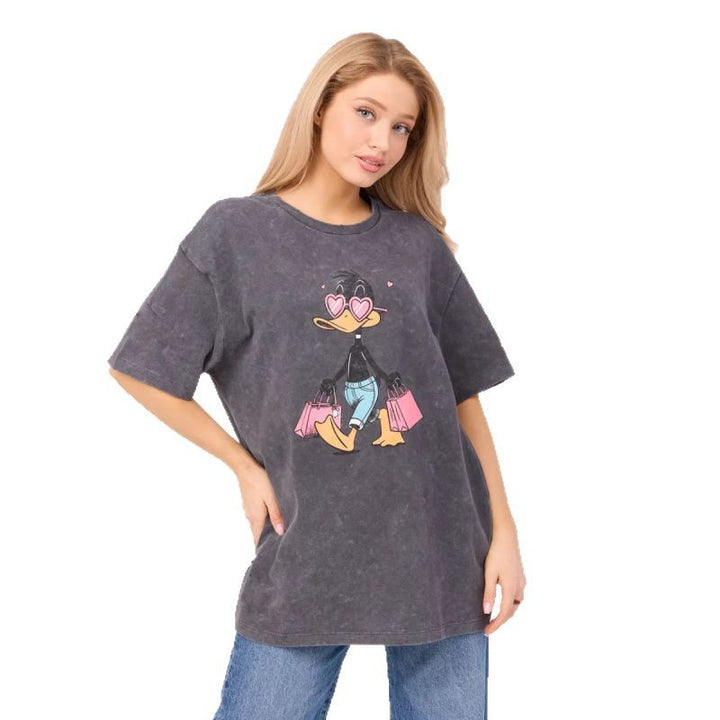 Damer Oversized T-shirt med kreativ Daffy Duck tryk og legende design Stilla