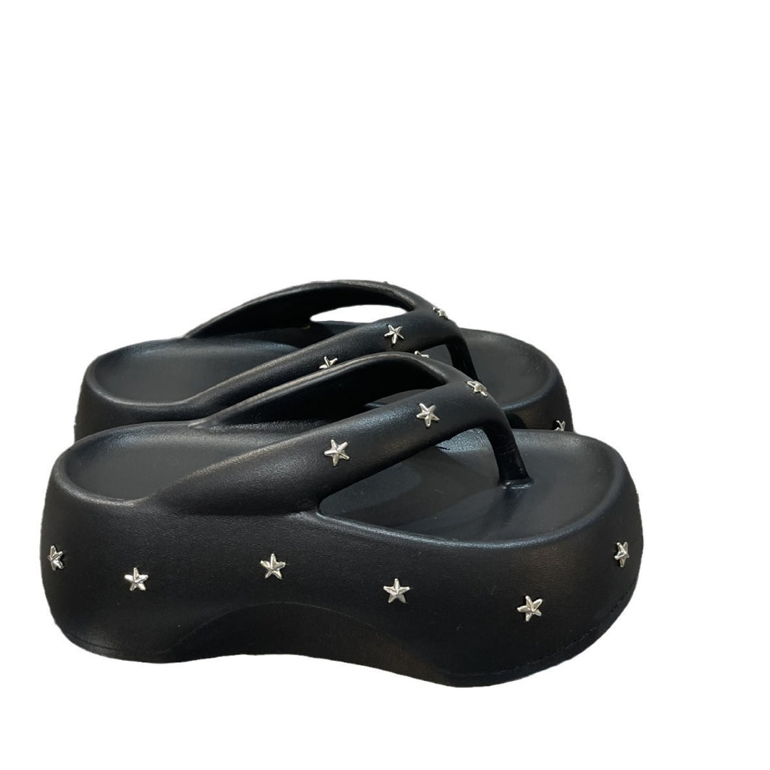 Dame komfortable flip-flops med dekorativ stjernesmuck Stilla