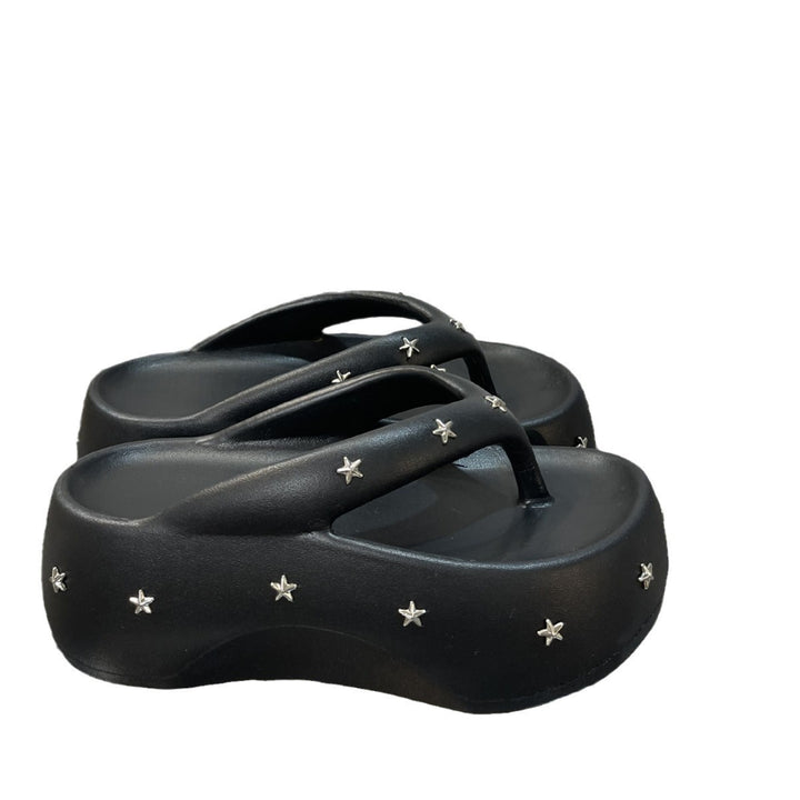 Dame komfortable flip-flops med dekorativ stjernesmuck Stilla