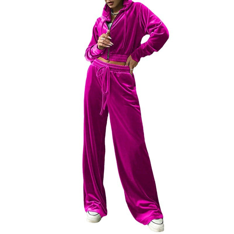 Damer sporty velour joggingdragt med høj talje Stilla