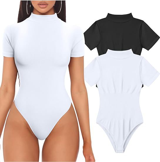 Dame Kortærmet Bodysuit med høj krave Skovae