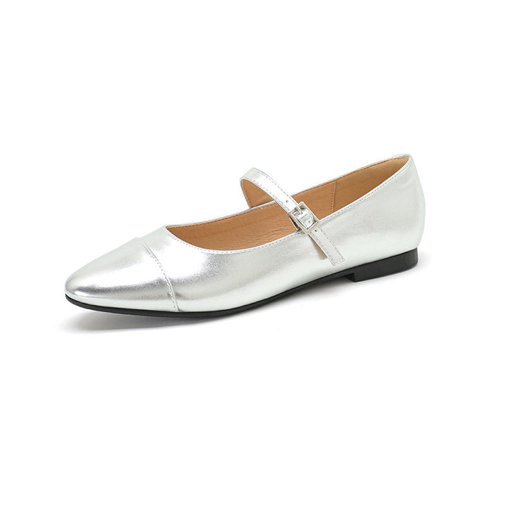 Femme Elegante Mary Jane Ballerinas med Metallic-Accent Stilla