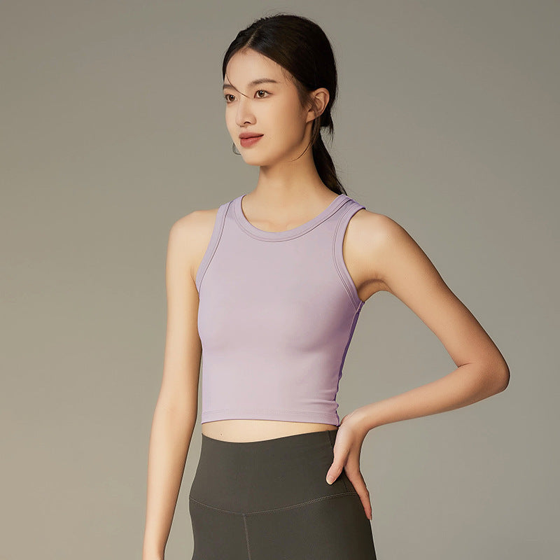 Dame sportslig fitness-crop-top med åndbar teknologi og særlig snit Stilla