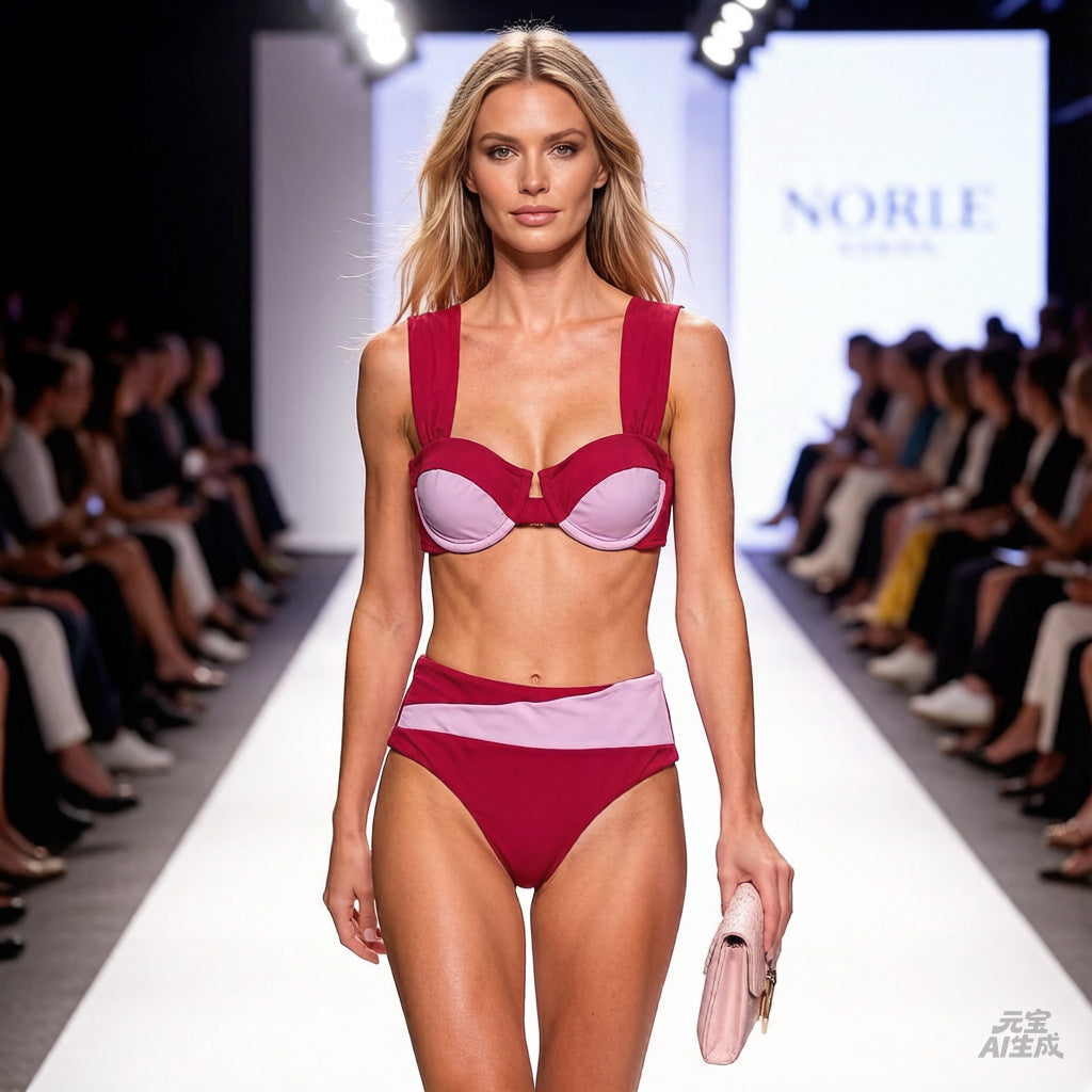 Dame Højskåret Bikini-Sæt med innovativt Design Skovae