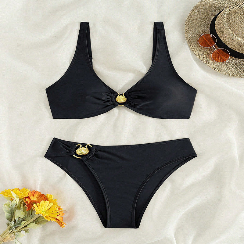 Dame Bikini-sæt med elegante muslingedetaljer Skovae