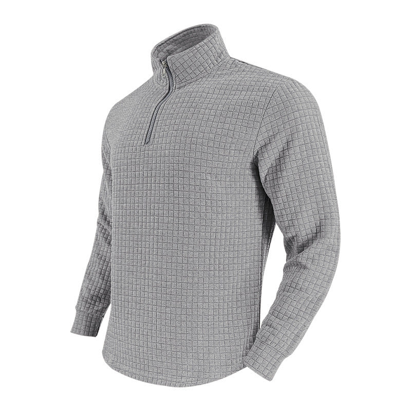 Herrer praktisk ståkrave pullover med lynlås og quiltet design Stilla