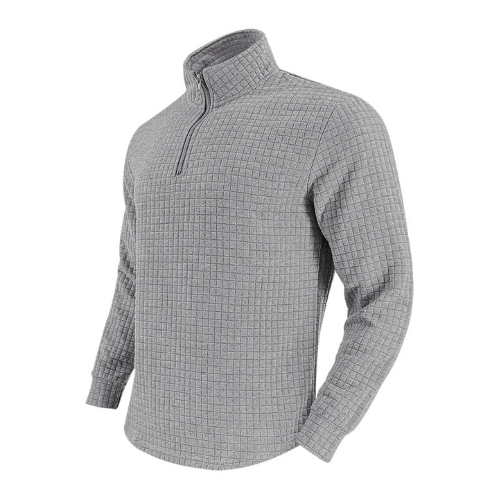Herrer praktisk ståkrave pullover med lynlås og quiltet design Stilla