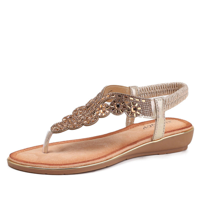 Dame flip-flops med glitrende smykkedetaljer og komfortabel fodseng Stilla