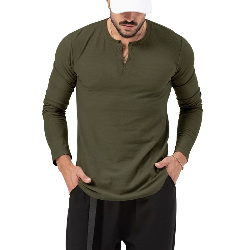 Herrer Langærmet skjorte med mode Henley-udskæring og praktiske knapper Stilla