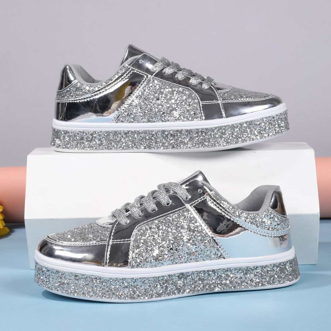 Dame Funklende Plateau-Sneakers Stilla