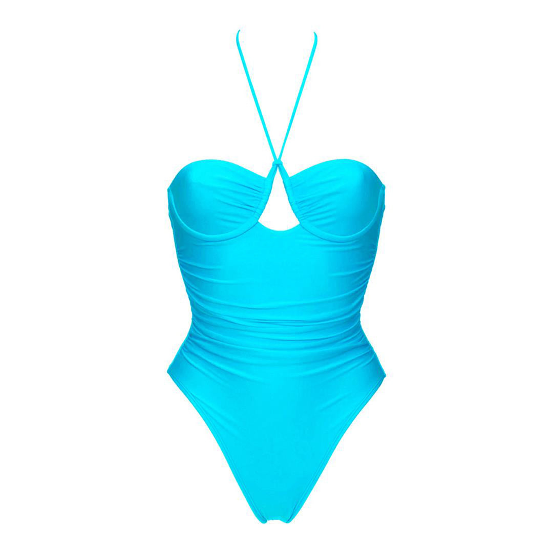 Dame Én delet badedragt med elegant cut-out og ruching Stilla
