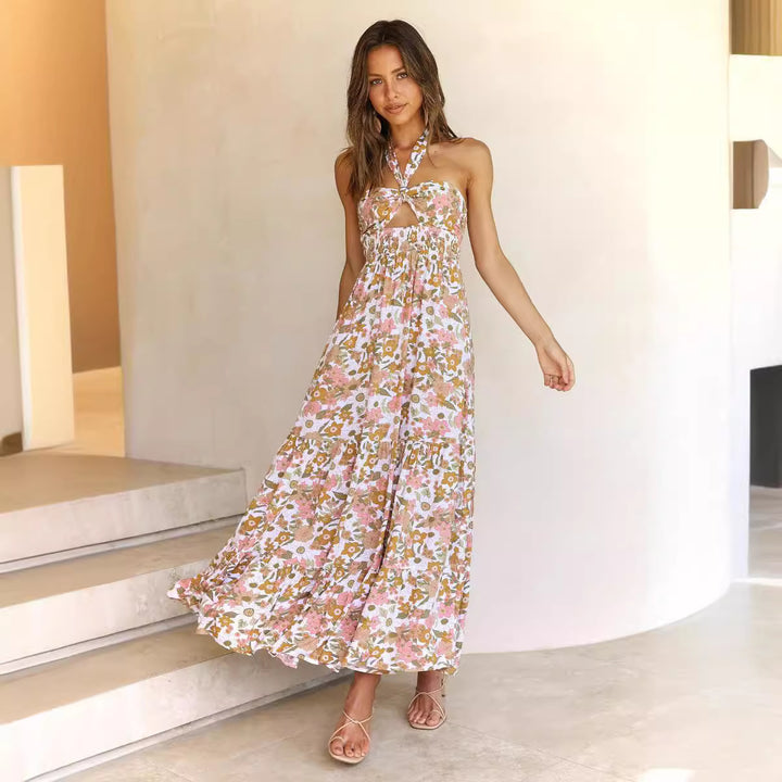 Kvinder Hals Bandeau Maxikjole med blomsterprint Stilla