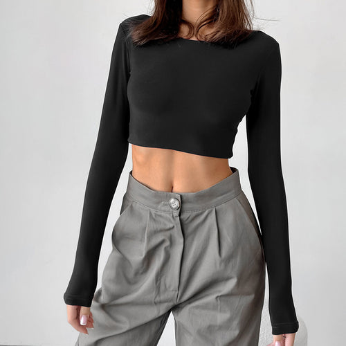Dame Crop-Top med lange ærmer og elegant snit Stilla