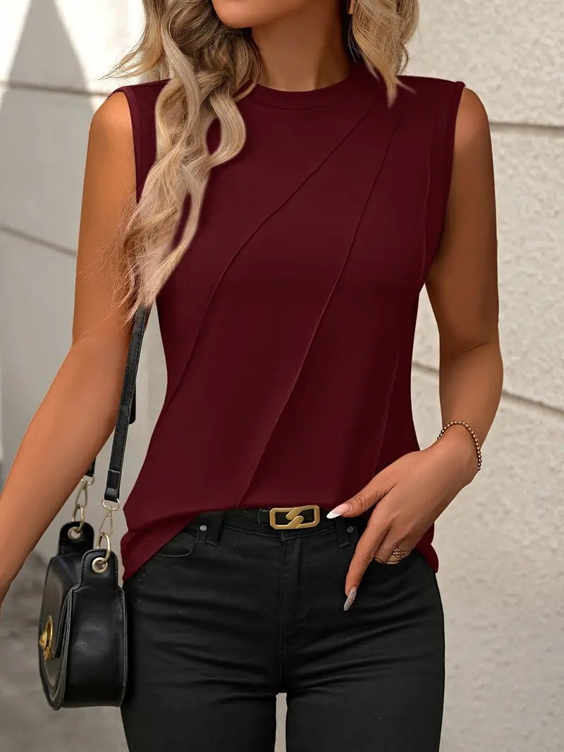 Dame ærmeløs bluse med moderne draperingsdetaljer Stilla