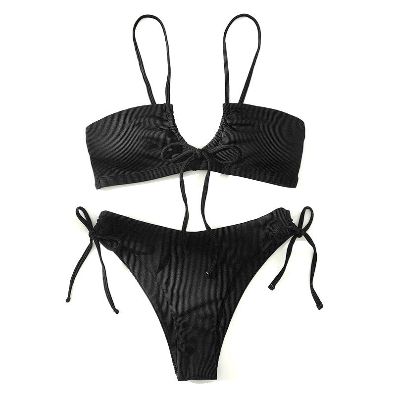 Dame triangel-bikini med justerbare snøringer Skovae