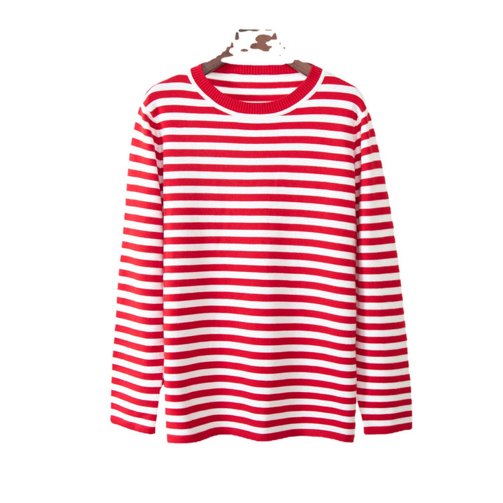 Dame stribet Langærmet sweater lavet af blødt bomuldsblandings Stilla