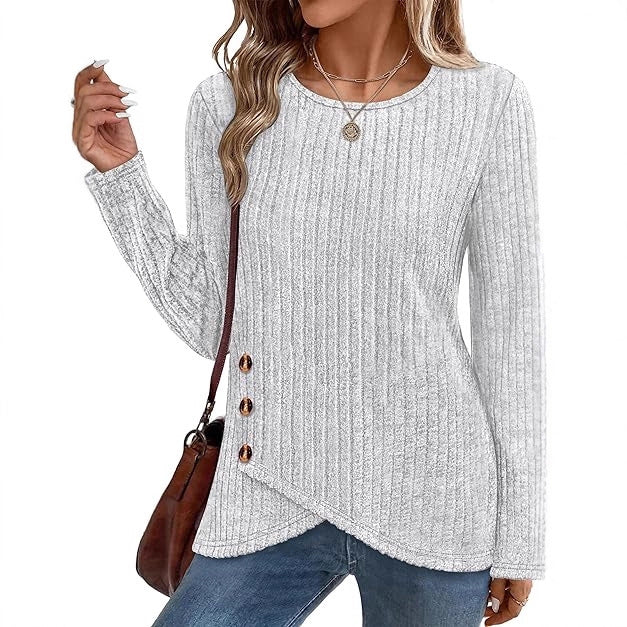 Damer fashionable og casual top med knapdetaljer Stilla