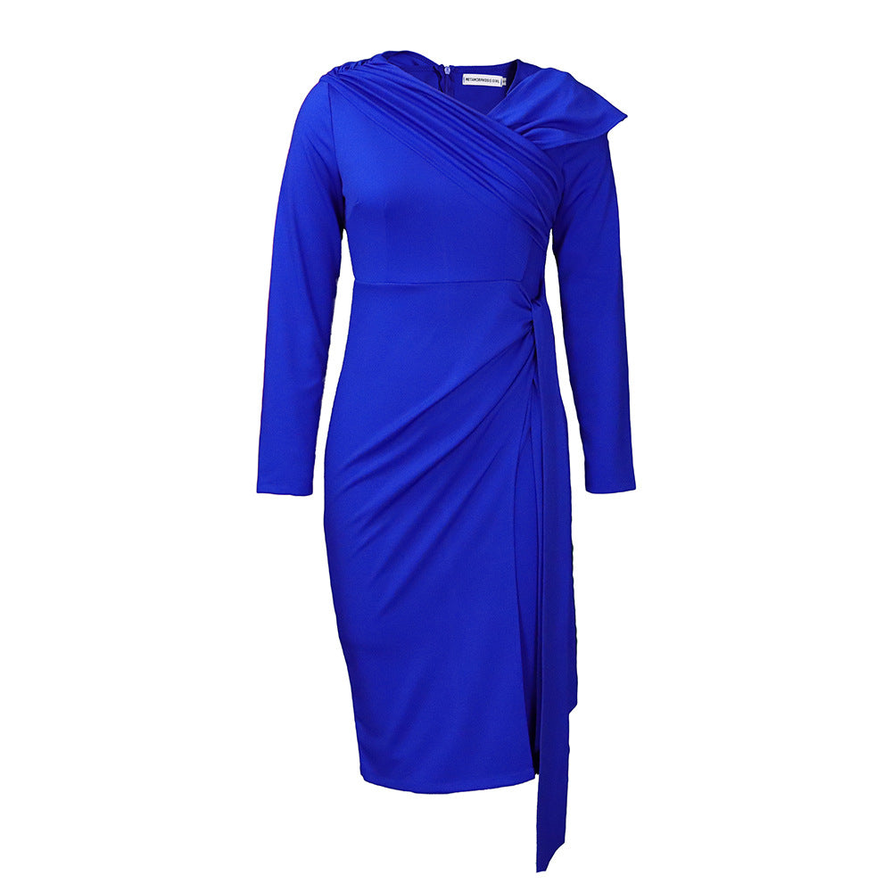 Dame indpakningskjole med elegant drapering og asymmetrisk detalje Stilla