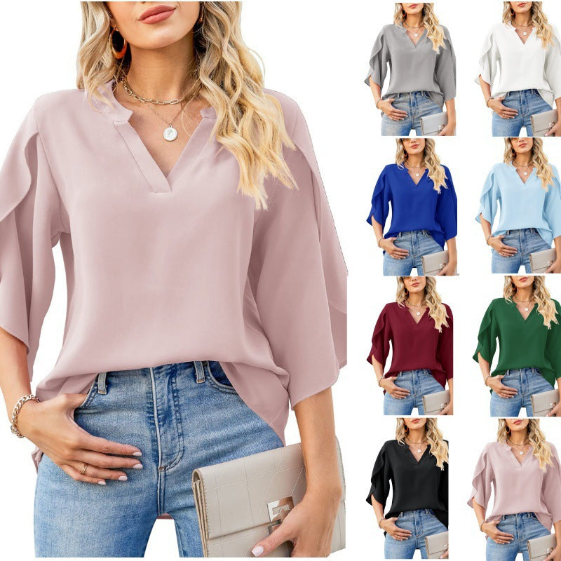 Dame Elegant Flatterærmer Bluse Stilla