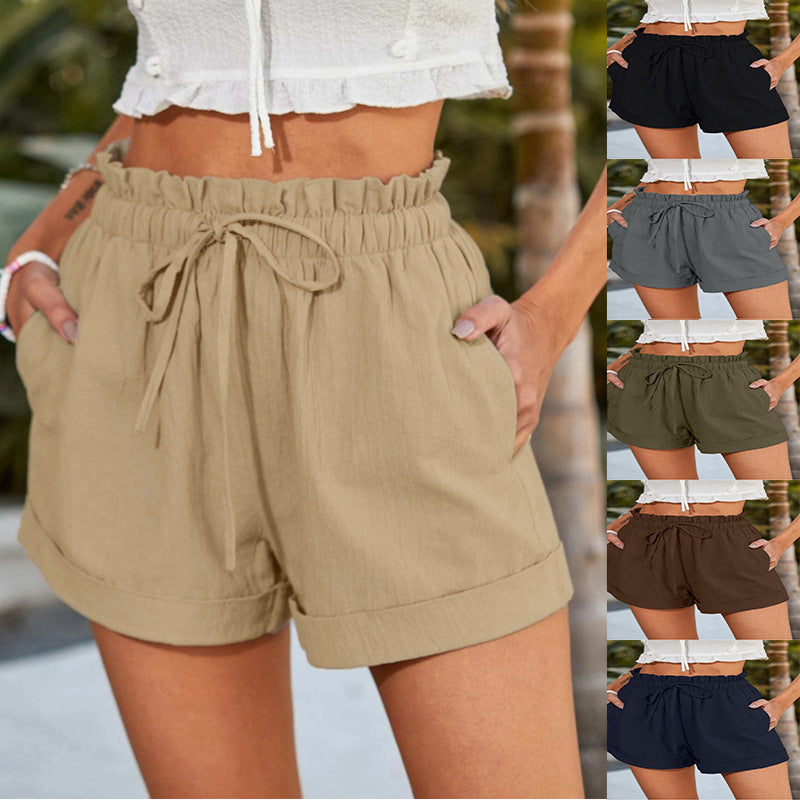 Dame komfortable fritidsshorts med elastisk talje og sidelommer Stilla