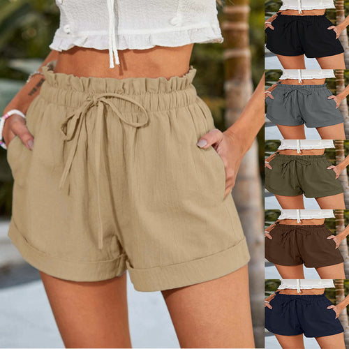 Dame komfortable fritidsshorts med elastisk talje og sidelommer Stilla
